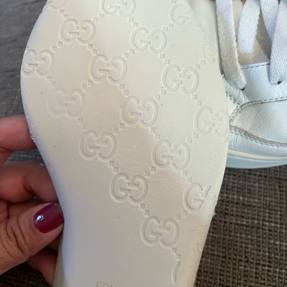Gucci Men’s White Leathet Python Skin High Top Sneakers Limited Edition Sz 8.5 - Picture 13 of 16